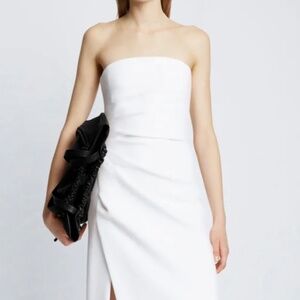 Proenza Schouler Shira Strapless White Dress in Matte Double Crepe